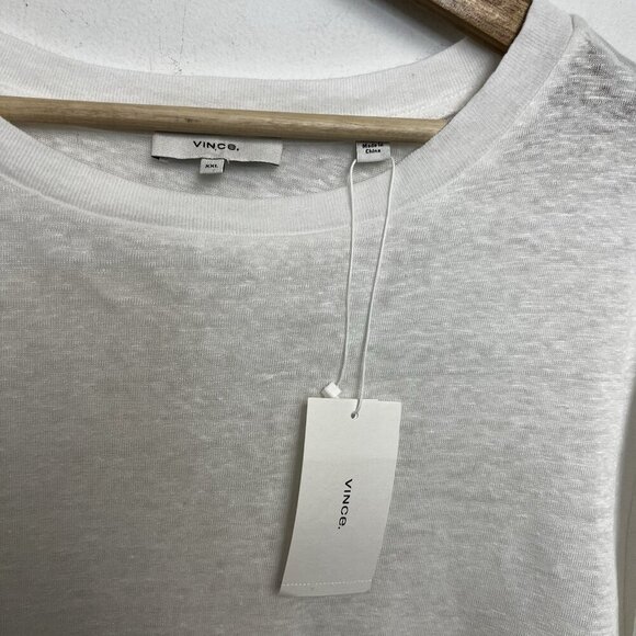 Vince Women's Short Sleeve White Crewneck T-Shirt Essential Linen Size XXL NWT - Picture 4 of 12